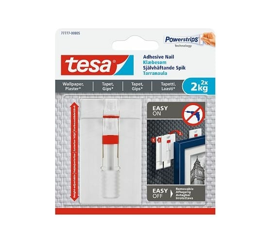 Самоклеящиеся регулируемые крючки для обоев и штукатурки TESA до 2 кг, 2 шт. 77777-00005-00