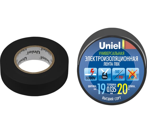 Изоляционная лента Uniel 20/19/01 BLK UIT-135P 4478 1