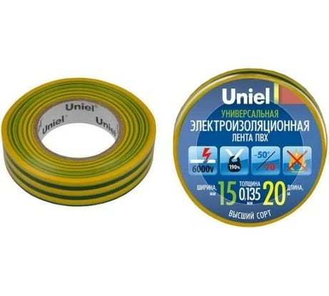 Изоляционная лента Uniel 20/15/01 YGR UIT-135P 4490