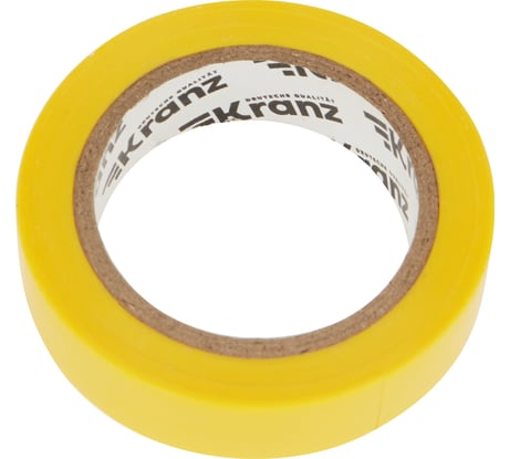 Изолента ПВХ KRANZ 0,13х15 мм, 10 м, желтая KR-09-2002