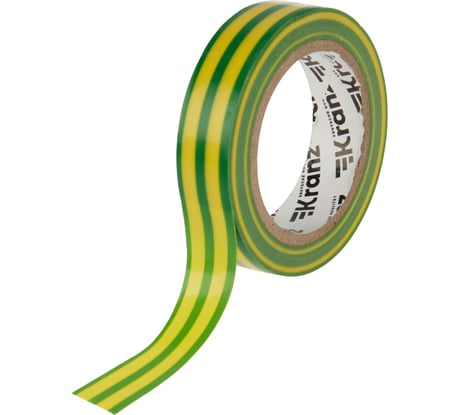 Изолента ПВХ KRANZ 0,13х15 мм, 10 м, желто-зеленая KR-09-2007