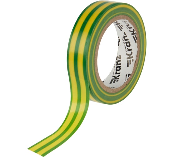 Изолента ПВХ KRANZ 0,13х15 мм, 10 м, желто-зеленая KR-09-2007