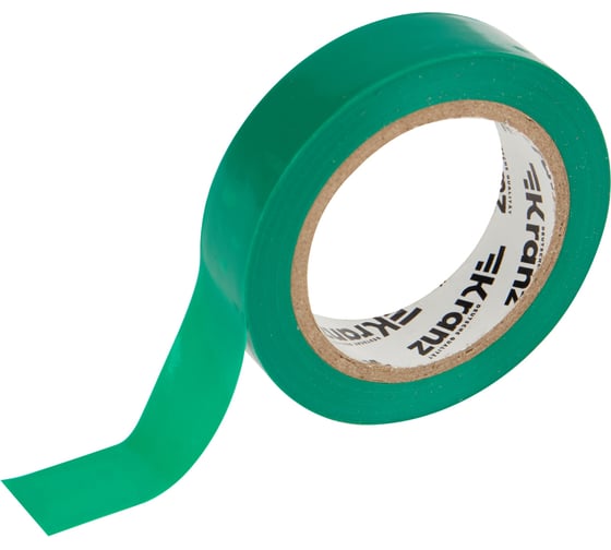 Изолента ПВХ KRANZ 0,13х15 мм, 10 м, зеленая KR-09-2003