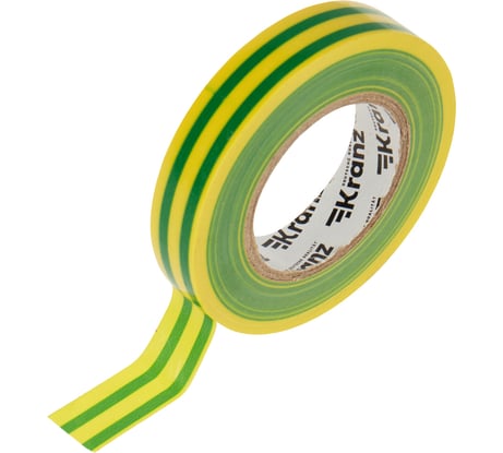 Изолента ПВХ KRANZ 0,13х15 мм, 25 м, желто-зеленая KR-09-2107