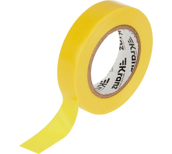 Изолента ПВХ KRANZ 0,13х15 мм, 20 м, желтая KR-09-2602
