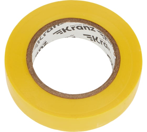 Изолента ПВХ KRANZ 0,13х15 мм, 20 м, желтая KR-09-2602