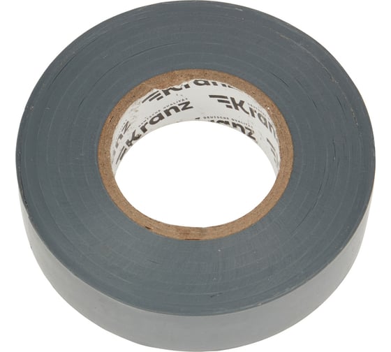 Профессиональная изолента ПВХ KRANZ 0,18х19 мм, 20 м, серая KR-09-2808