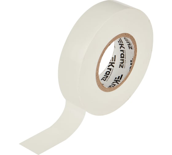 Профессиональная изолента ПВХ KRANZ 0,18х19 мм, 20 м, белая KR-09-2801