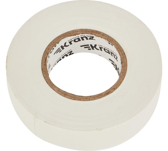 Профессиональная изолента ПВХ KRANZ 0,18х19 мм, 20 м, белая KR-09-2801
