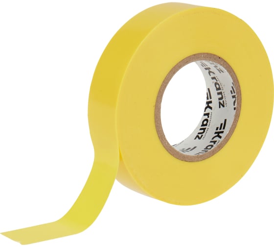 Профессиональная изолента ПВХ KRANZ 0,18х19 мм, 20 м, желтая KR-09-2802 1