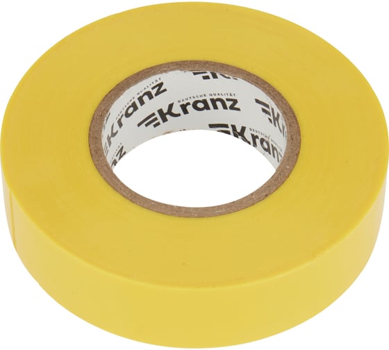 Профессиональная изолента ПВХ KRANZ 0,18х19 мм, 20 м, желтая KR-09-2802