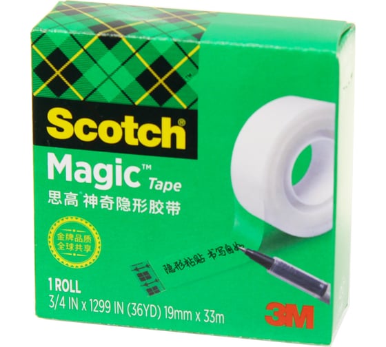 Невидимая клейкая лента SCOTCH 810 Magic в коробочке, 19 мм х 33 м 7100024666