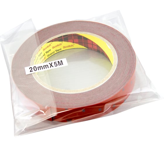 Оригинальный серый двусторонний скотч MTF Light 3M TAPE(ACRYL) 20мм х 5м красная подложка 3M20X500R