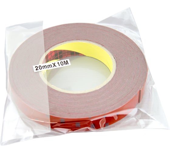 Оригинальный серый двусторонний скотч MTF Light 3M TAPE(ACRYL) 20мм х 10м красная подложка 3M20X1000R