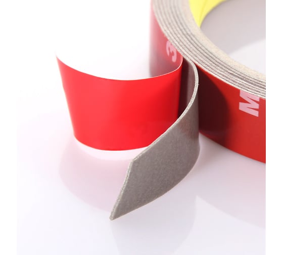 Оригинальный серый двусторонний скотч MTF Light 3M TAPE(ACRYL) 20мм х 10м красная подложка 3M20X1000R