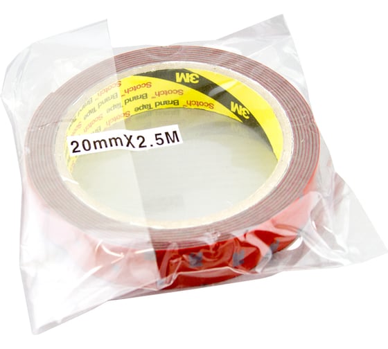 Оригинальный серый двусторонний скотч MTF Light 3M TAPE(ACRYL) 20мм х 2.5м красная подложка 3M20X250R
