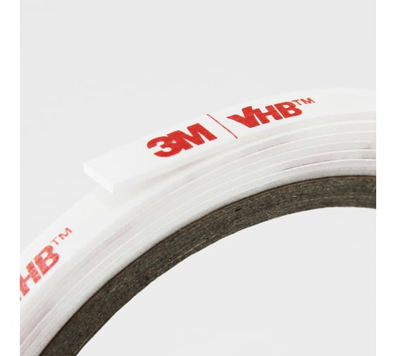 3M двусторонний скотч MTF Light VHB усиленный оригинальный 6мм х 2м (белый скотч, белая подложка) 3M06VHB2