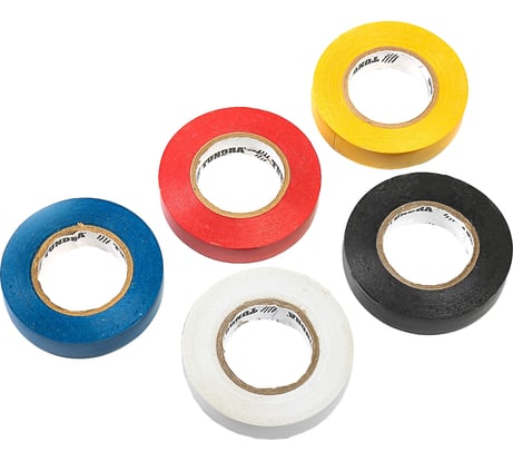 Изолента TUNDRA ПВХ, 15 мм х 20 м, 130 мкм, набор 5 шт. 2895405