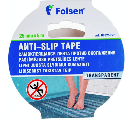 Лента против cкольжения Folsen 25 мм х 5 м, прозрачная 06825057