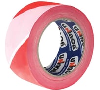 Лента сигнальная Unibob 70ммх150м, красно-белая, в коробке-диспенсере 45247