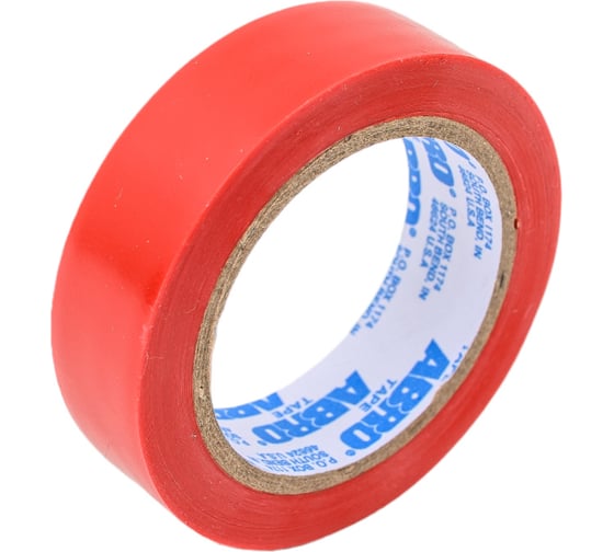 Изолента ABRO ПВХ, красная, устойчива к растяжению, 15 мм х 9,1 м ET-912-15-9-RED-RW