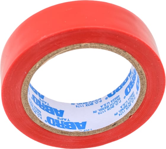 Изолента ABRO ПВХ, красная, устойчива к растяжению, 15 мм х 9,1 м ET-912-15-9-RED-RW