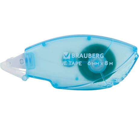 Клей-лента BRAUBERG STANDARD, комплект 12 шт, 6 мм х 8 м, корпус матовый голубой, блистер 273027