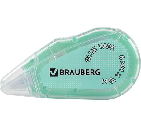 Клей-лента BRAUBERG MAXI, комплект 12 шт, 6 мм х 15 м, корпус зеленый, блистер 273029