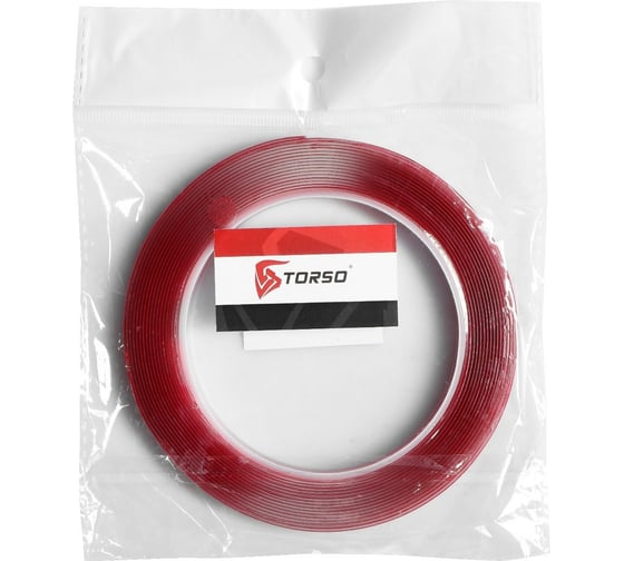 Прозрачная, двусторонняя, акриловая клейкая лента TORSO 10 мм х 5 м 1293508