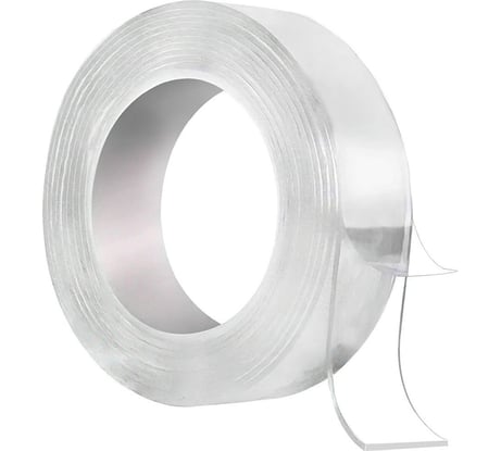 Прозрачная, двусторонняя, акриловая клейкая нано лента TORSO 30 мм х 3 м 5180095