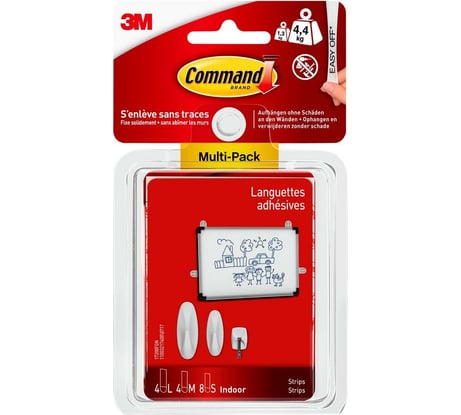 Клейкие полоски COMMAND 17200FGN белые, набор, 16 шт. 7100150436