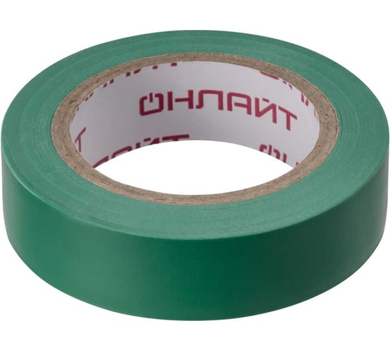 Изолента ОНЛАЙТ OIT-B15-10/G ПВХ, зеленая, Китай 61880 1