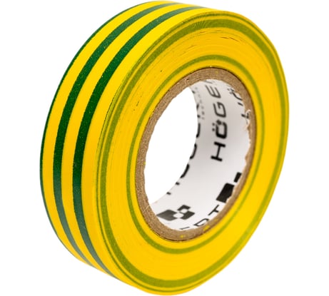 Изоляционная лента Hogert Technik 0,13x19 мм, 20 м, желто-зеленая HT1P286