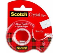 Клейкая лента SCOTCH Crystal 6-1975D прозрачная, на мини-диспенсере, 19 мм х 7,5 м 7100093859