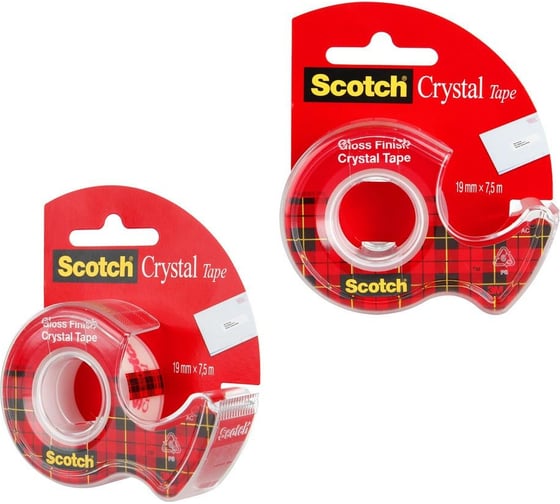 Клейкая лента SCOTCH Crystal 6-1975D прозрачная, на мини-диспенсере, 19 мм х 7,5 м 7100093859