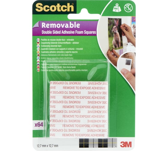 Монтажные удаляемые двусторонние клейкие подушечки SCOTCH 108СС 64 шт. 7100104813