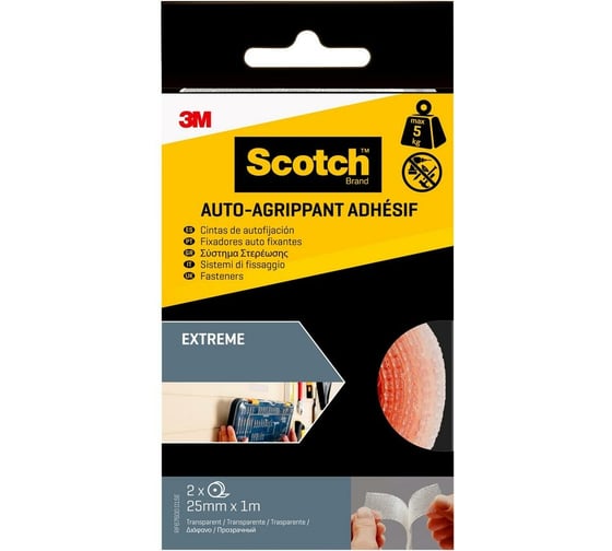 Самоклеящаяся сверхсильная застежка SCOTCH RF6760001 прозрачная, 25 мм x 1 м 7100151504 1