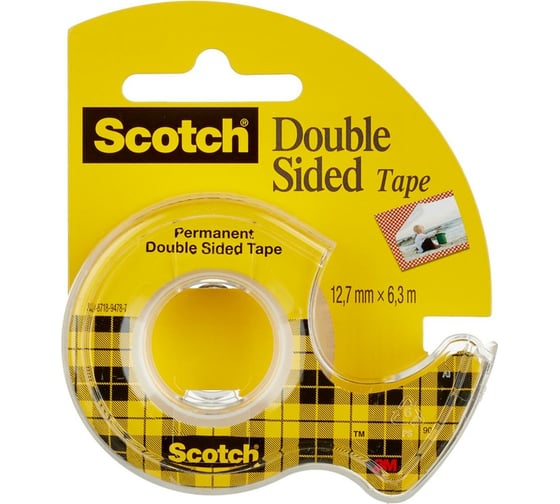 Двусторонняя клейкая лента на мини-диспенсере SCOTCH 136D 12 мм х 6,3 м 7100093103