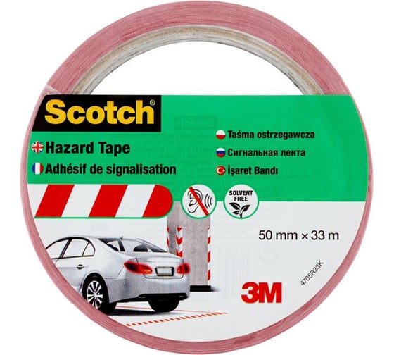 Сигнальная лента SCOTCH 4705 бело-красная, 50 мм х 33 м х 0.15 мм 7100181226
