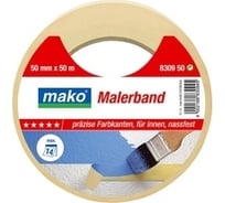 Малярная лента для контурного оклеивания поверхности внутри помещения MAKO клей каучуковый, до 80˚С 830950