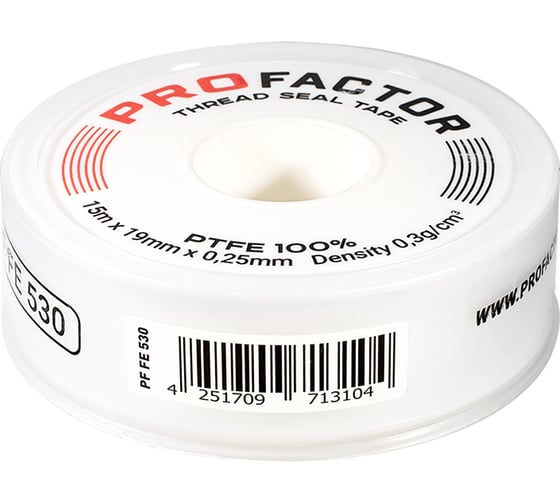 ФУМ лента PROFACTOR PF Professional белая Ф85 мм 19мм х 0,25мм х 15м PF FE 530