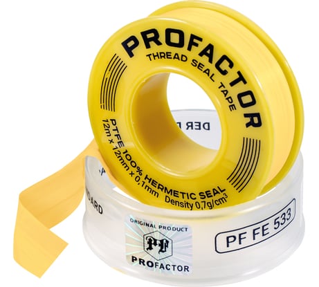 ФУМ лента PROFACTOR PF Professional желтая Ф55мм 12мм х 0,1мм х 12м PF FE 533