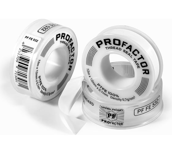 ФУМ лента PROFACTOR PF Professional белая Ф55 мм 12мм х 0,1мм х 12м PF FE 532