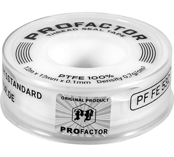 ФУМ лента PROFACTOR PF Professional белая Ф55 мм 12мм х 0,1мм х 12м PF FE 532