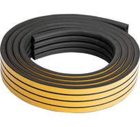 Уплотнитель резиновый СИБРТЕХ 14х12 мм для широких щелей, 12 м, профиль D, черный // 88926