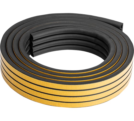 Уплотнитель резиновый СИБРТЕХ 14х12 мм для широких щелей, 12 м, профиль D, черный // 88926 1