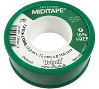 Лента Unipak MIDITAPE 13,2 м х 12 мм х 0,1 мм, LD=0,35 г/см3, зел. упак. 1000307