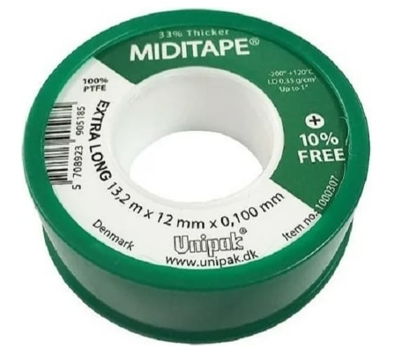 Лента Unipak MIDITAPE 13,2 м х 12 мм х 0,1 мм, LD=0,35 г/см3, зел. упак. 1000307