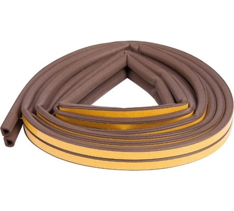Самоклеящийся уплотнитель для дверей и окон ТДВ D профиль, 9х7,5 мм, коричневый 1502006