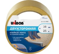 Двусторонняя клейкая лента Unibob 38ммх25м, ткань 38570